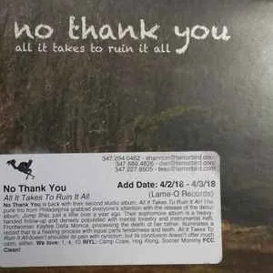 No20Thank20You20-20All20It20Takes20To20Ruin20It20All20Sticker20on20Cover.jpg No Thank You - All It Takes To Ruin It All (Sticker on Cover)