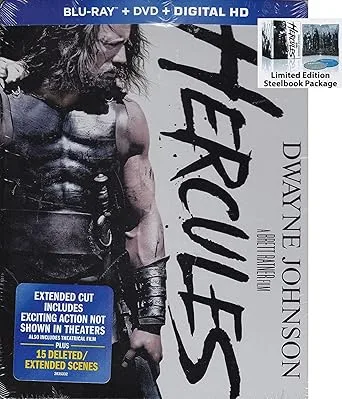 Hercules - Dwayne Johnson (Blu-ray and DVD) (Steelbook) Hercules - Dwayne Johnson (Blu-ray and DVD) (Steelbook, very tiny indent in rear of case)